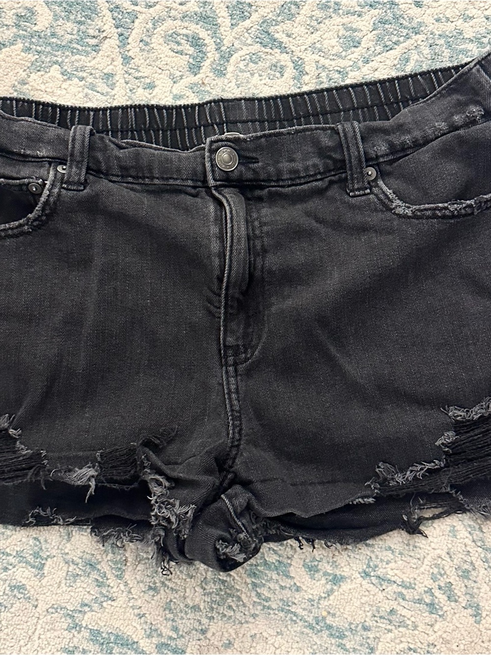 aerie Distressed Black Denim Cutoff Shorts
